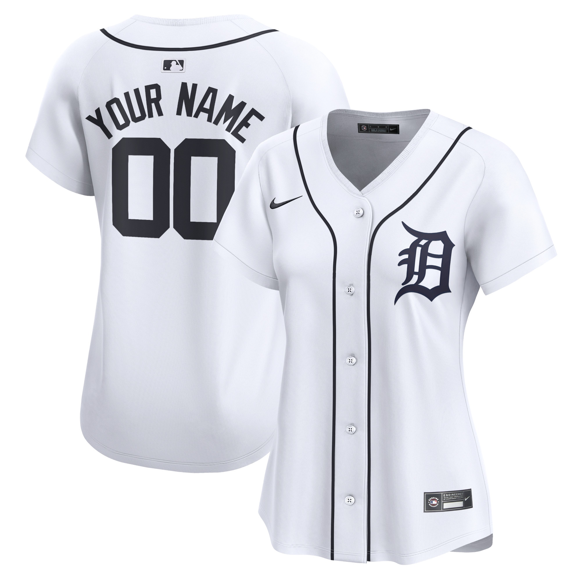 Detroit Tigers White Home Limited Custom MLB Jersey Women's