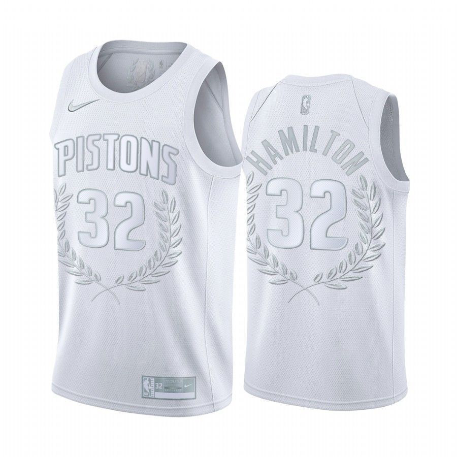 Richard Hamilton 32 Detroit Pistons White Retired Number NBA Jersey Men's
