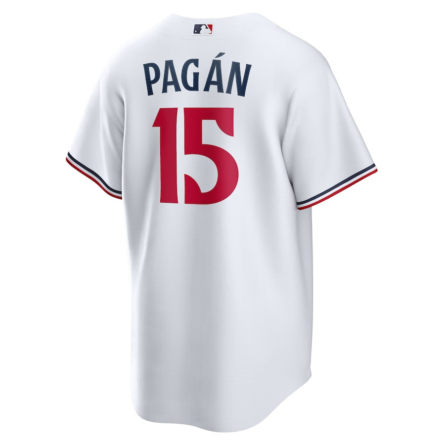 Emilio Pag?n 15 Minnesota Twins Team Logo Home White MLB Jersey Men's