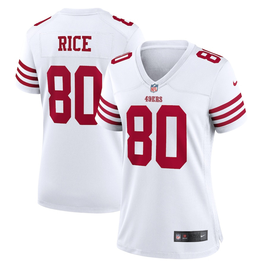 Jerry Rice 80 San Francisco 49ers Retired Game White NFL Jersey Women's