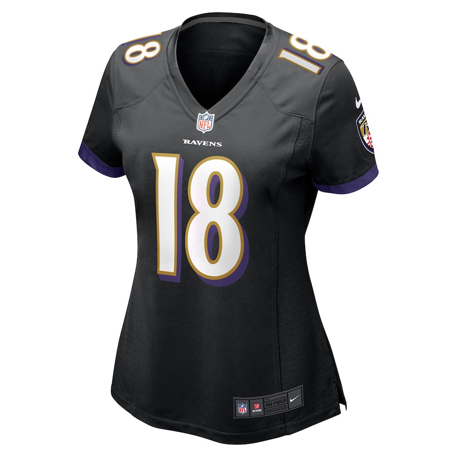 Diontae Johnson 18 Baltimore Ravens Alternate Player Game Black NFL Jersey Women's