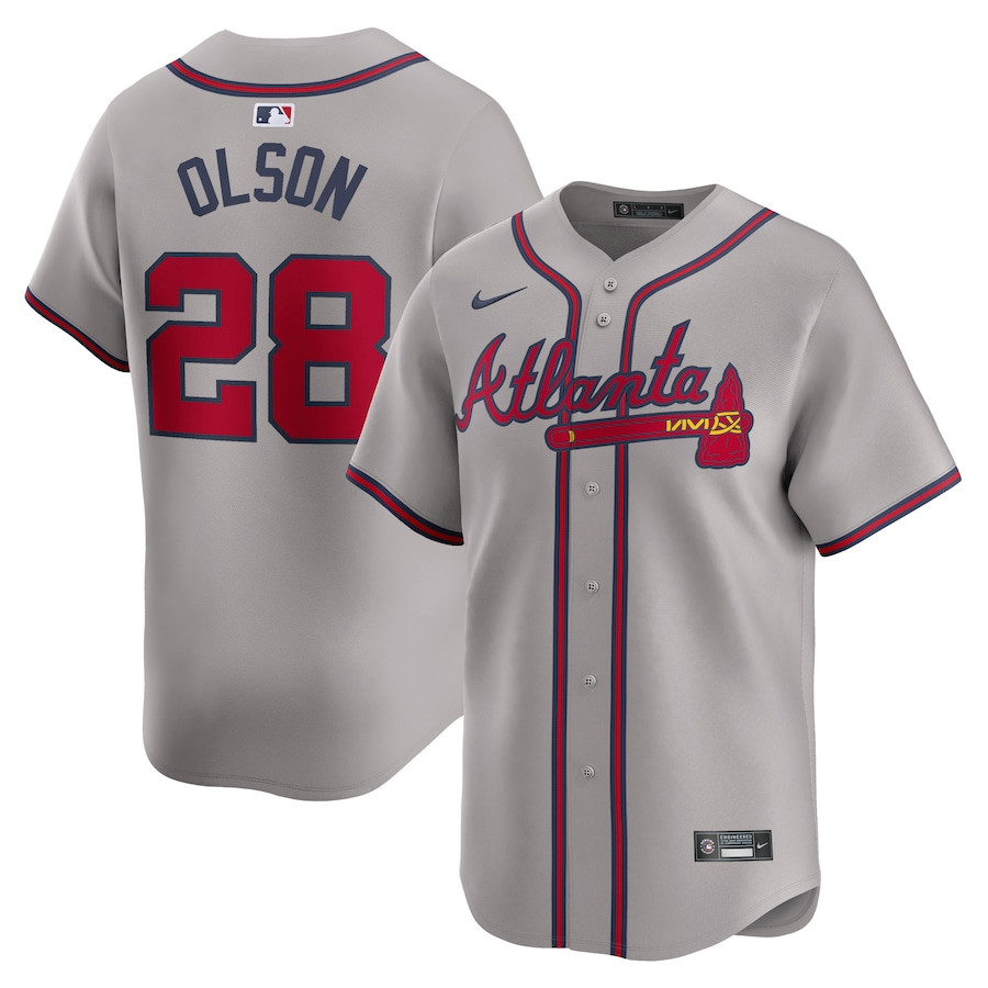 Matt Olson 28 Atlanta Braves Away Limited Player Gray MLB Jersey Men's