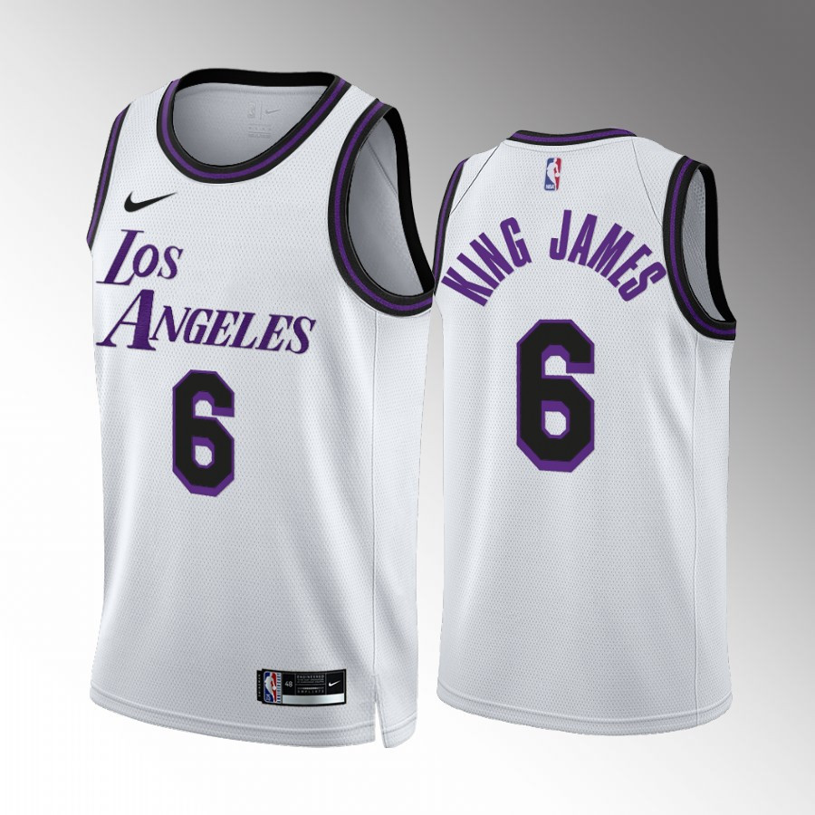 LeBron James King James 6 Los Angeles Lakers White City NBA Jersey Men's