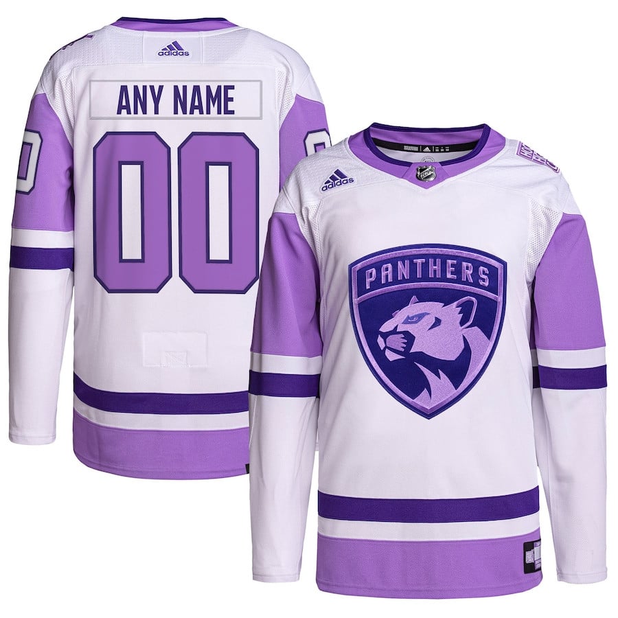 Florida Panthers Fights Cancer Primegreen Custom White/Purple NHL Jersey Men's