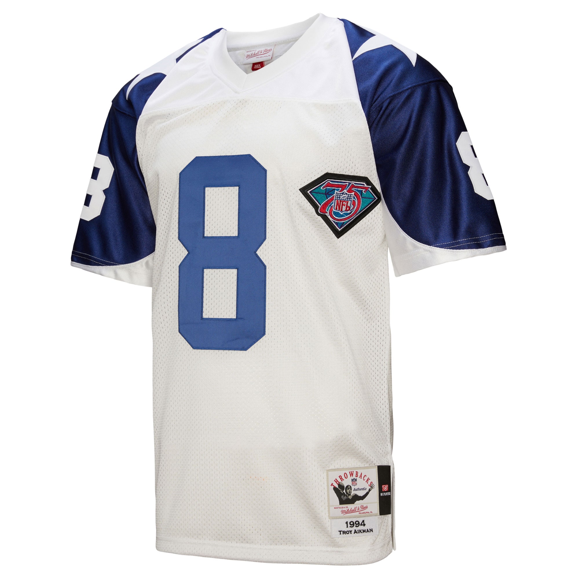 Dallas Cowboys 1994 Troy Aikman Mitchell Ness White Throwback Retired Player NFL Jersey Men's