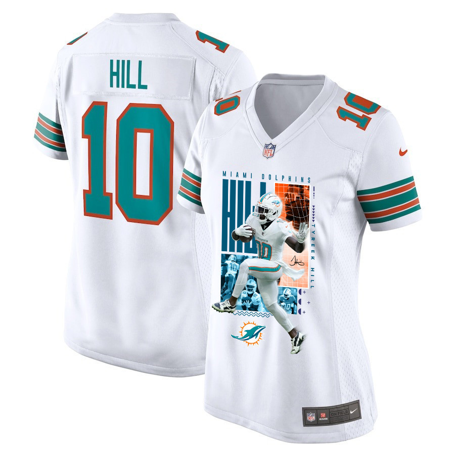 Tyreek Hill 10 Miami Dolphins The Cheetah Game White NFL Jersey Women's