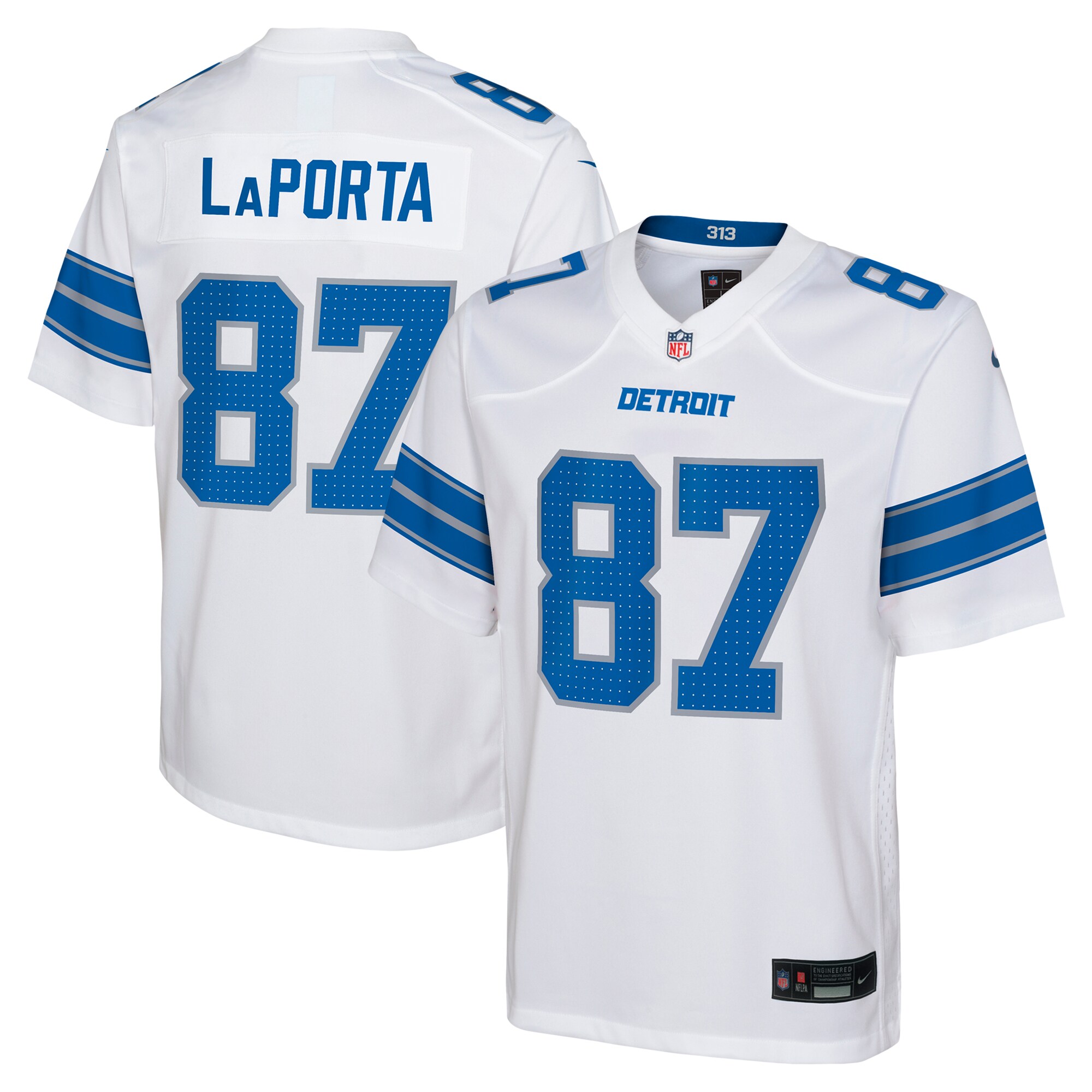 Detroit Lions Sam LaPorta White Player Game NFL Jersey Youth