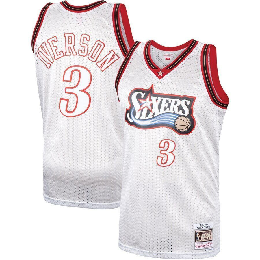 Allen Iverson Philadelphia 76ers Mitchell Ness Hardwood Classics Platinum Swingman NBA Jersey Men's