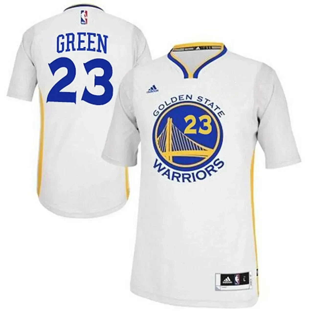 Draymond Green Golden State Warriors 23 2014-15 New Swingma White With Sleeves NBA Jersey Men's