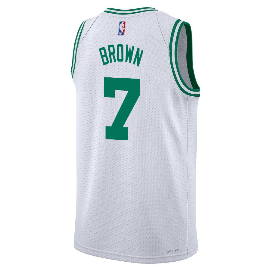Jaylen Brown 7 Boston Celtics 2024 FINALS CHAMPIONS Swingman Association Editio White NBA Jersey Men's