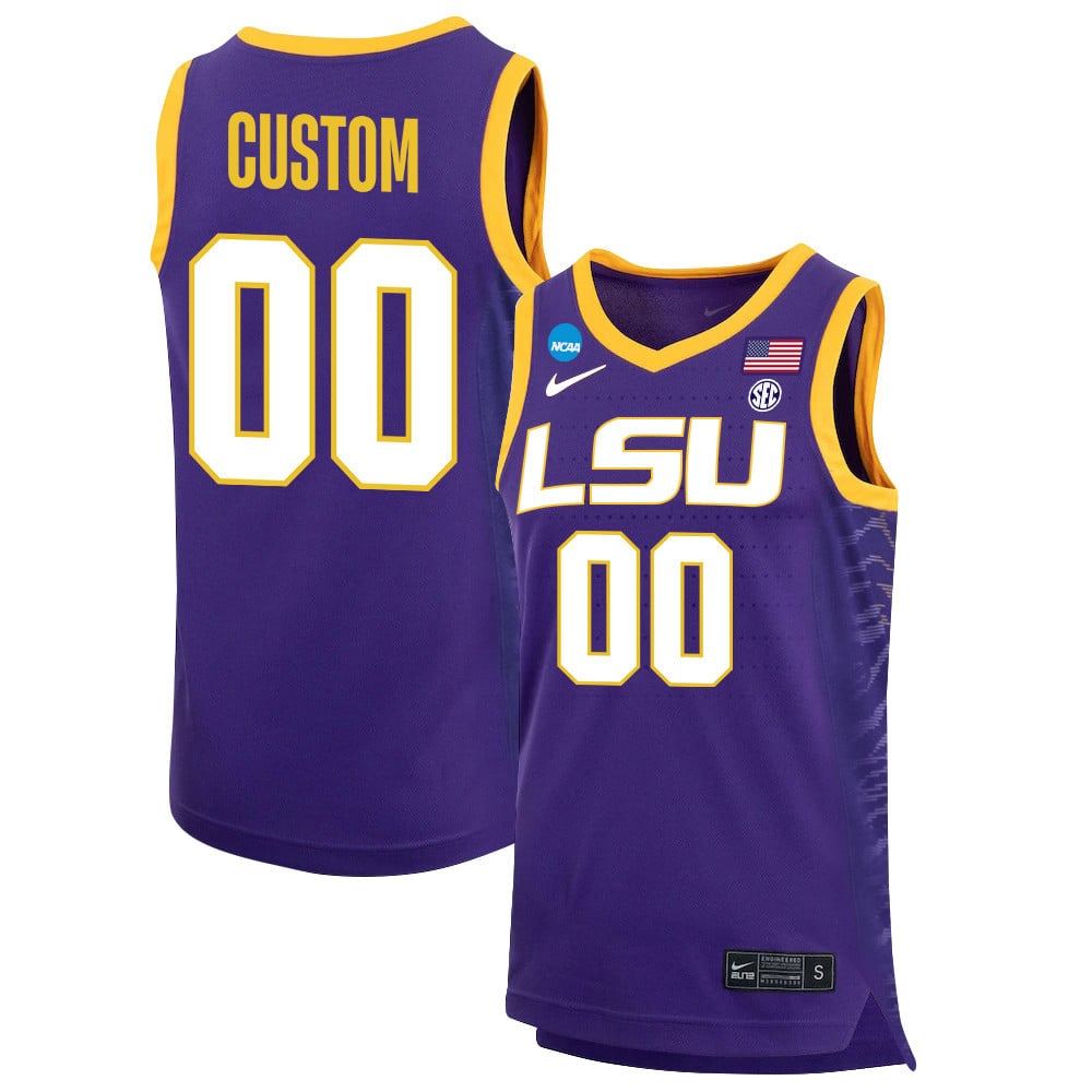 Custom 00 LSU Tigers 2023 Purple NCAA Jersey Men's