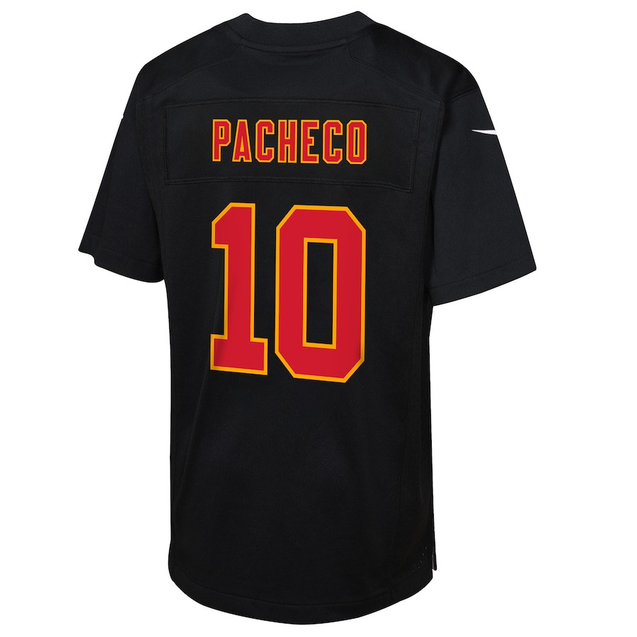 Isiah Pacheco 10 Kansas City Chiefs Super Bowl LVIII Patch Fashion Game Carbon Black NFL Jersey Youth
