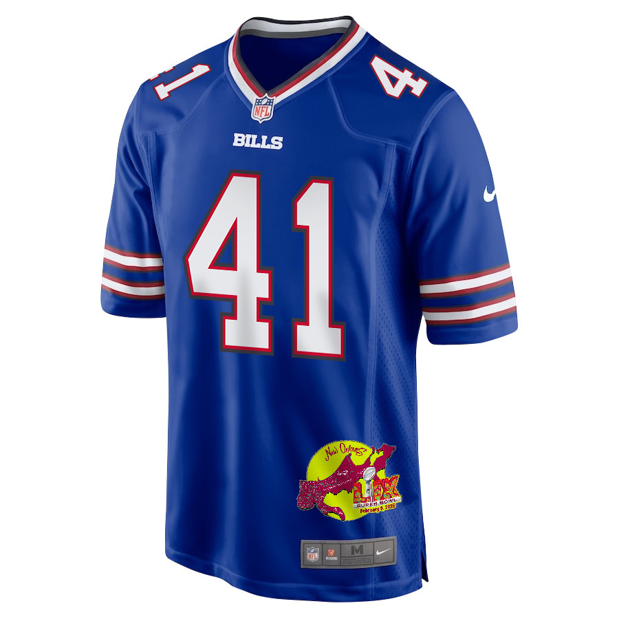 Reggie Gilliam 41 Buffalo Bills Super Bowl LIX New Orleans Patch Game Royal NFL Jersey Men's