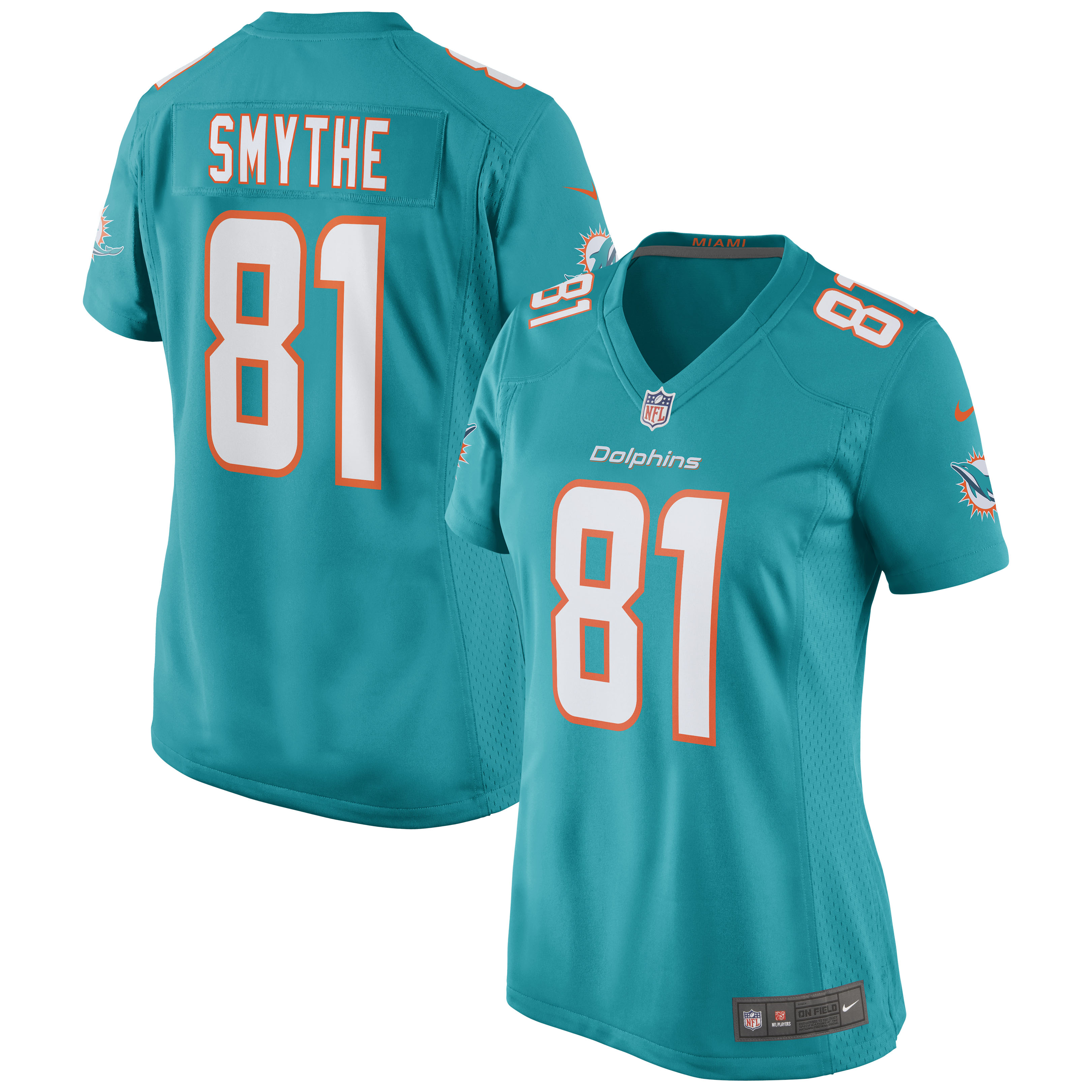 Miami Dolphins Durham Smythe Aqua Game NFL Jersey Women's