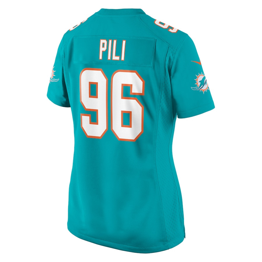 Brandon Pili 96 Miami Dolphins Game Aqua NFL Jersey Women's