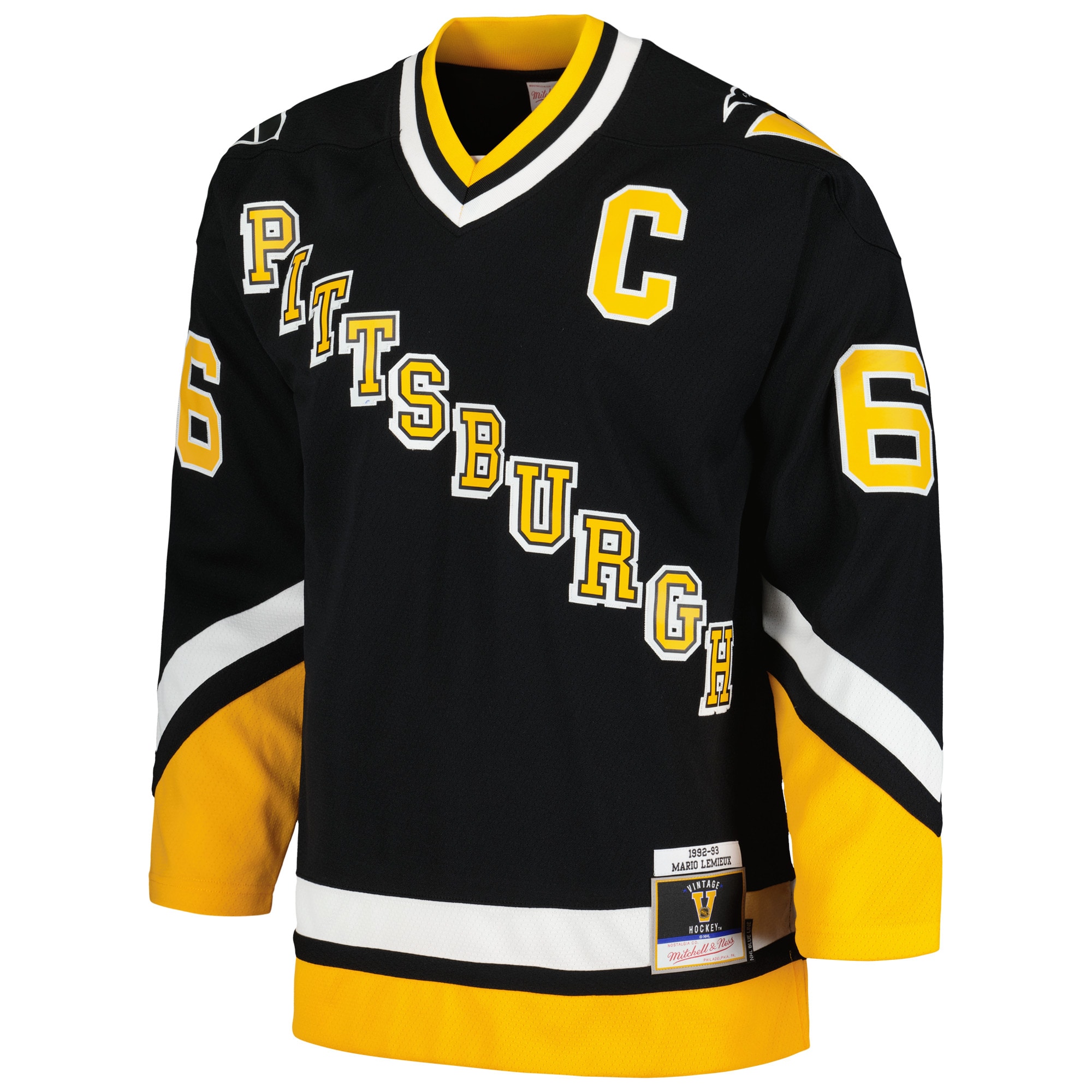 Pittsburgh Penguins Mario Lemieux Mitchell Ness Black 1992/93 Blue Line Player NHL Jersey Men's