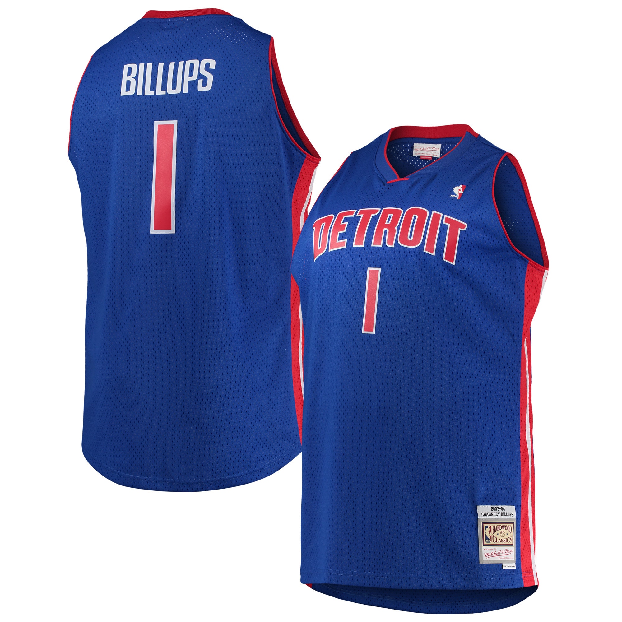 Mitchell Ness Chauncey Billups Blue Detroit Pistons 2003/04 Big Tall Hardwood Classics Swingman NBA Jersey Men's