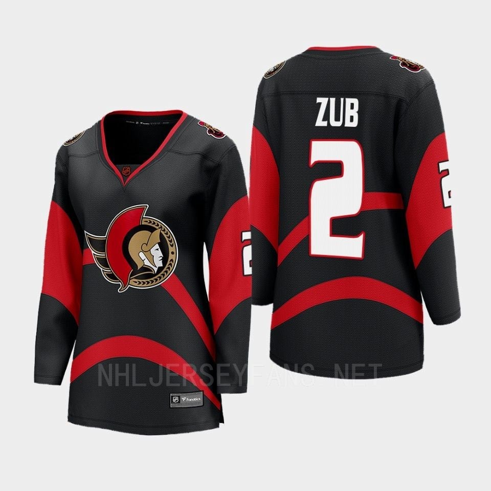 Ottawa Senators 2 Artem Zub Reverse Retro Black Equipment, Women NHL Jersey Women's