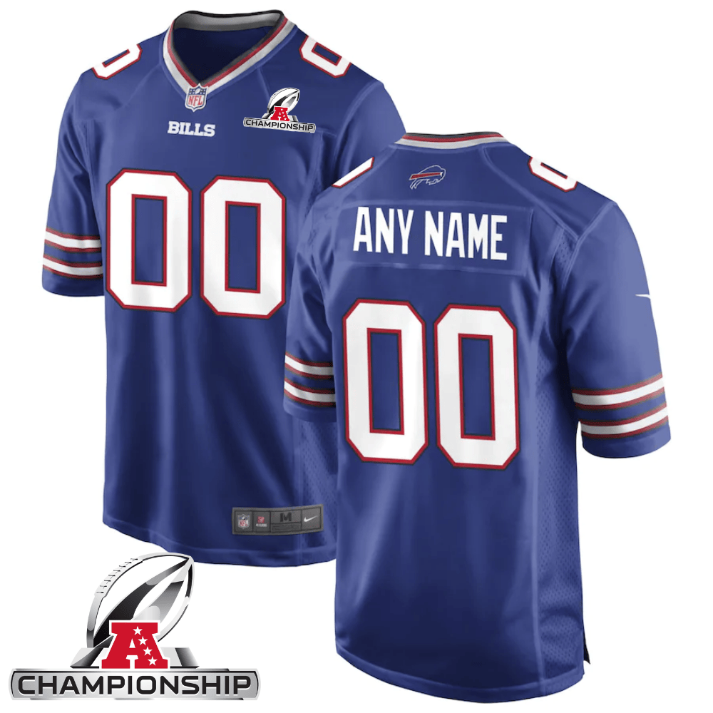 Buffalo Bills AFC Championship Patch Game Custom Royal NFL Jersey Men's