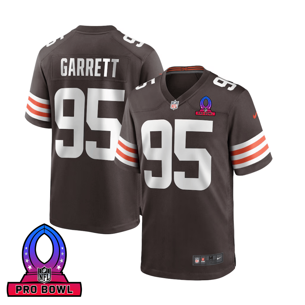 Myles Garrett 95 Cleveland Browns 2025 Pro Bowl Patch Game Brown NFL Jersey Men's
