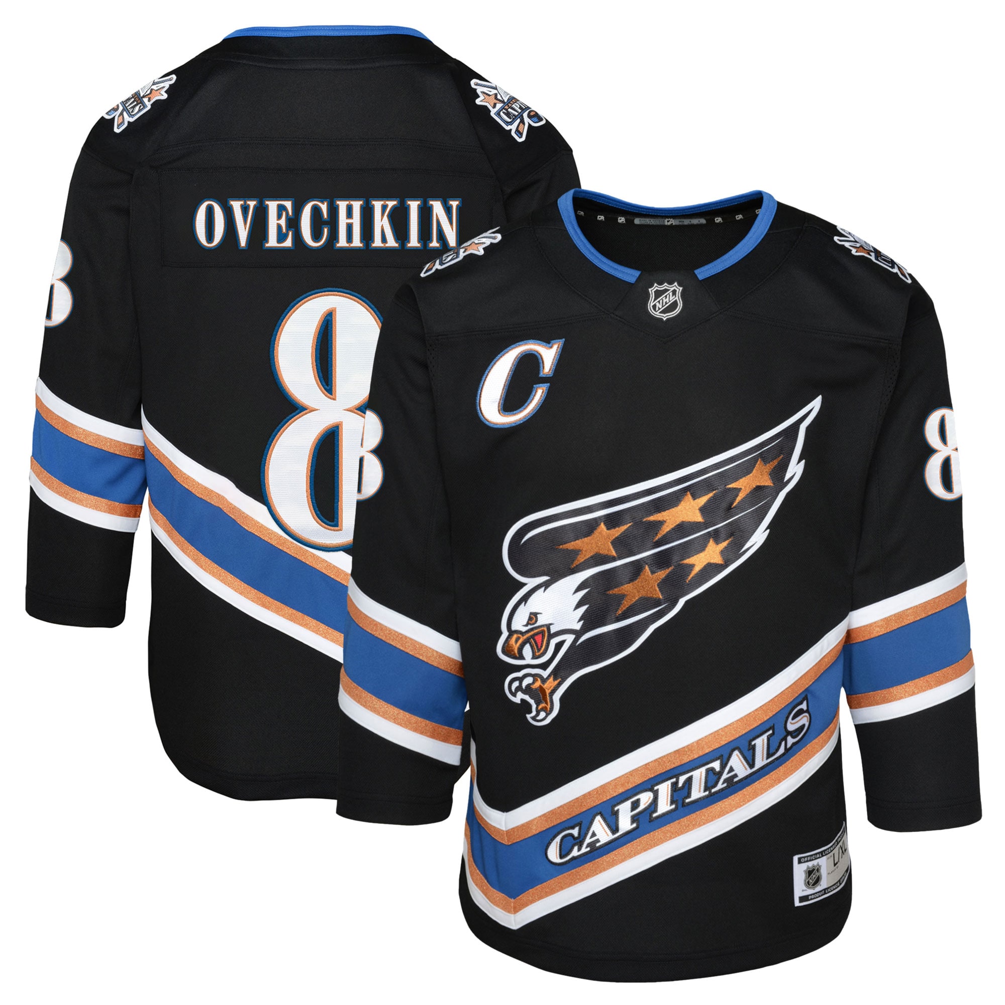 Washington Capitals Alexander Ovechkin Black Alternate 50th Anniversary Premier Player NHL Jersey Youth