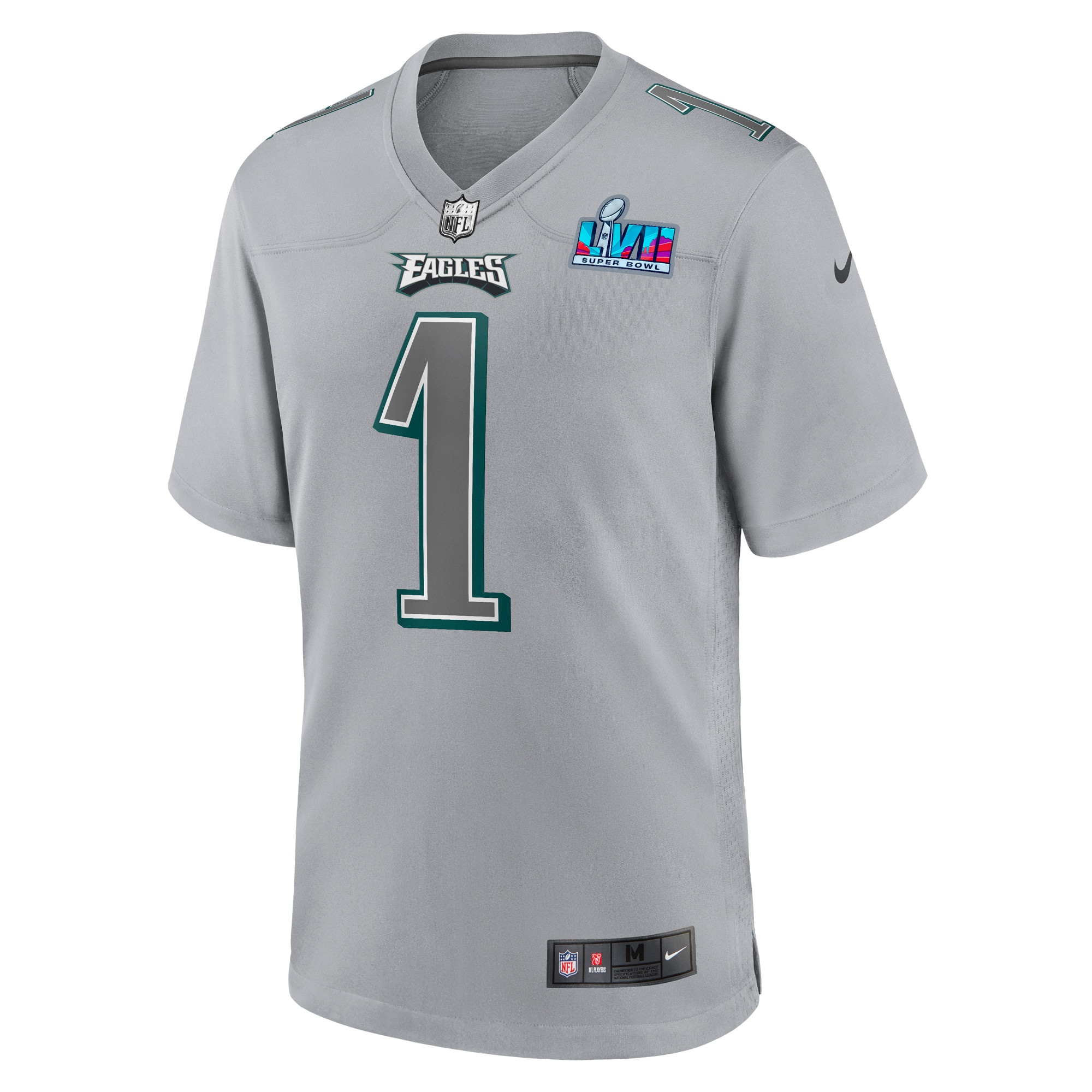 Philadelphia Eagles Jalen Hurts Gray Super Bowl LVII Patch Atmosphere Fashion Game NFL Jersey Youth