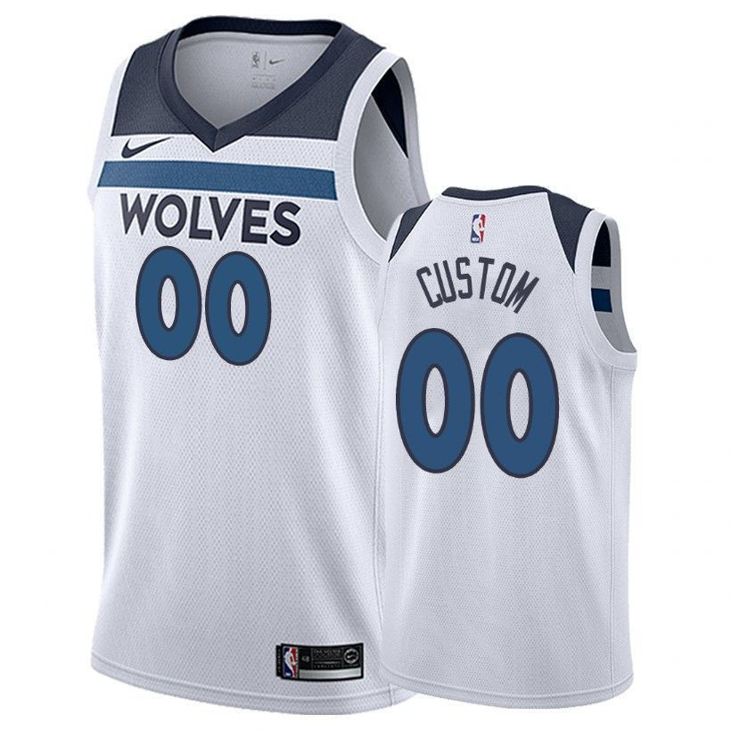 Minnesota Timberwolves Custom 00 Associatio White NBA Jersey Men's