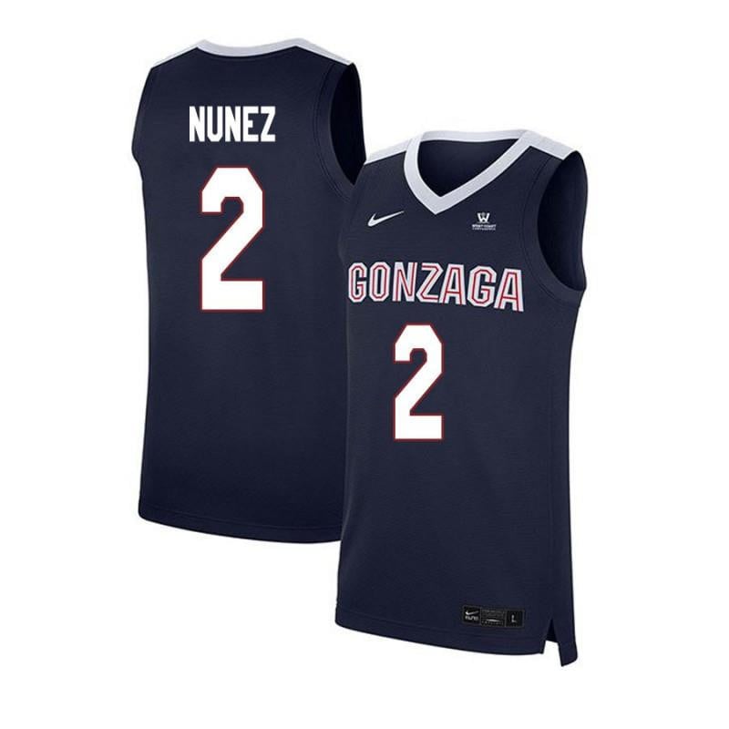 2 Angel Nunez Navy Elite Gonzaga Bulldogs NCAA Jersey Men's