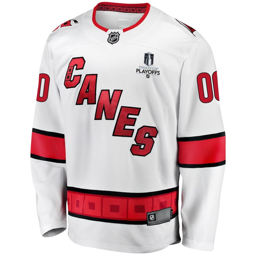Carolina Hurricanes Stanley Cup 2023 Playoffs Patch Away Breakaway Custom White NHL Jersey Men's