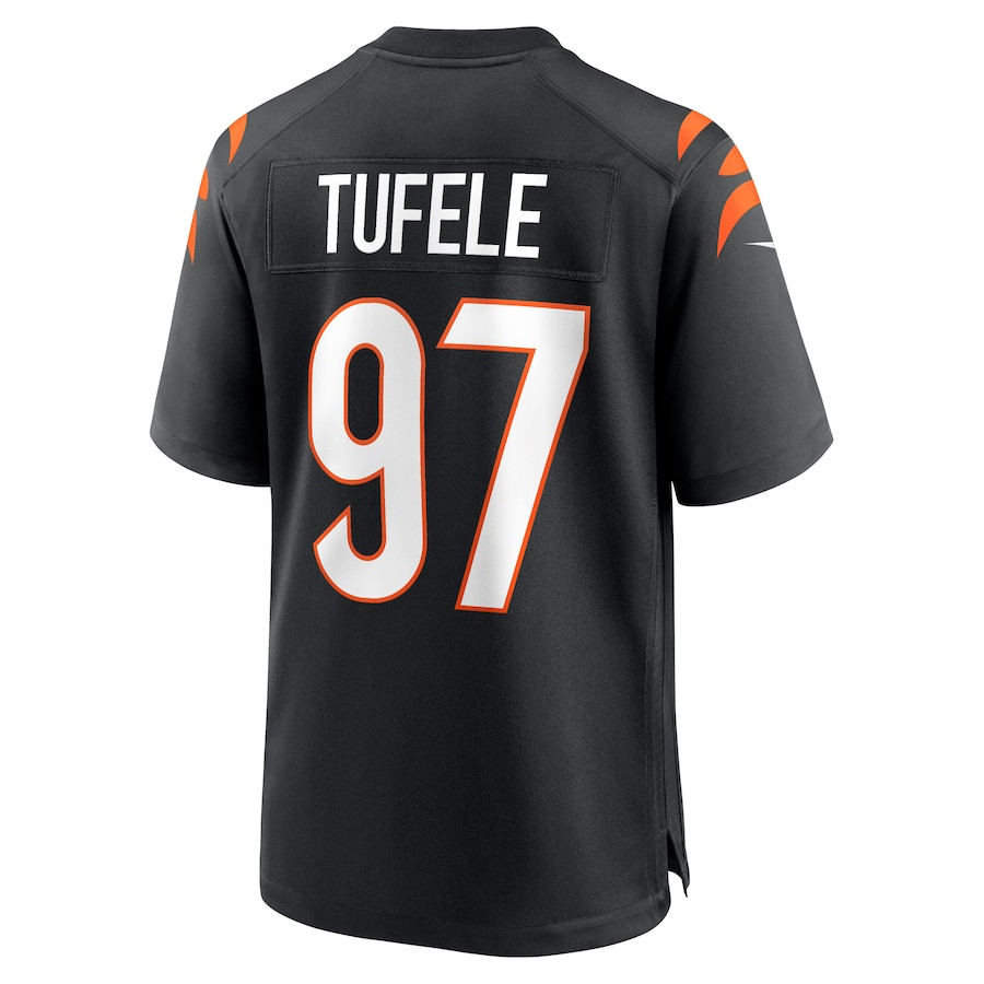 Jay Tufele 97 Cincinnati Bengals Team Game Black NFL Jersey Men's