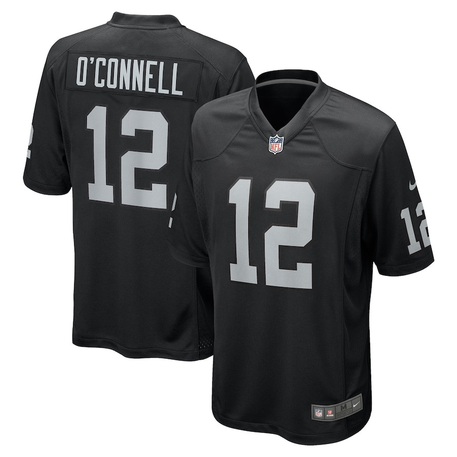 Aidan O'Connell 12 Las Vegas Raiders Team Game Black NFL Jersey Men's