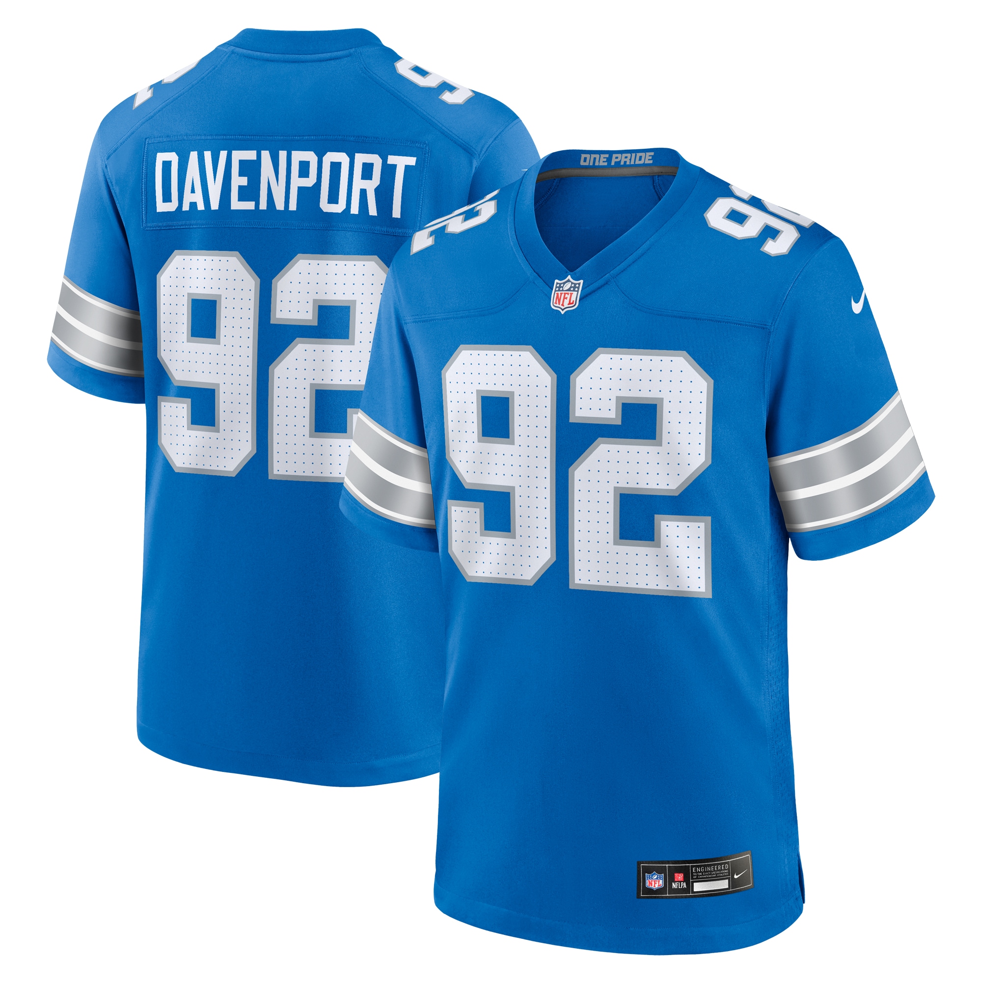 Detroit Lions Marcus Davenport Blue Team Game NFL Jersey Men's