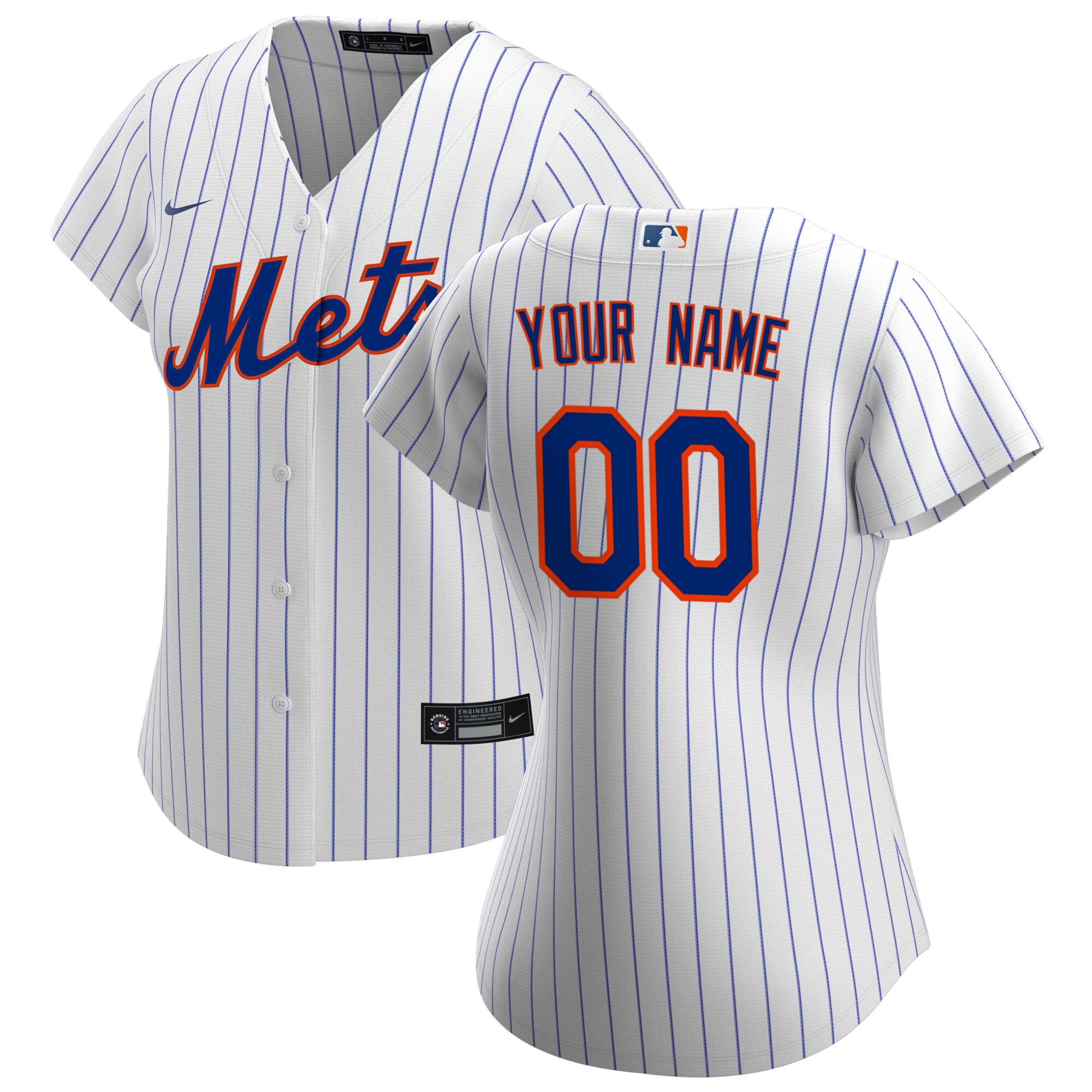 New York Mets White Home Custom MLB Jersey Women's