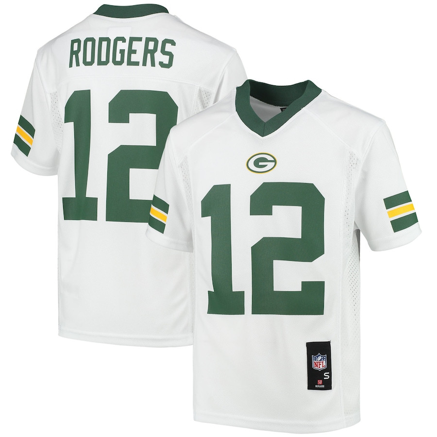 Aaron Rodgers 12 Green Bay Packers White NFL Jersey Youth