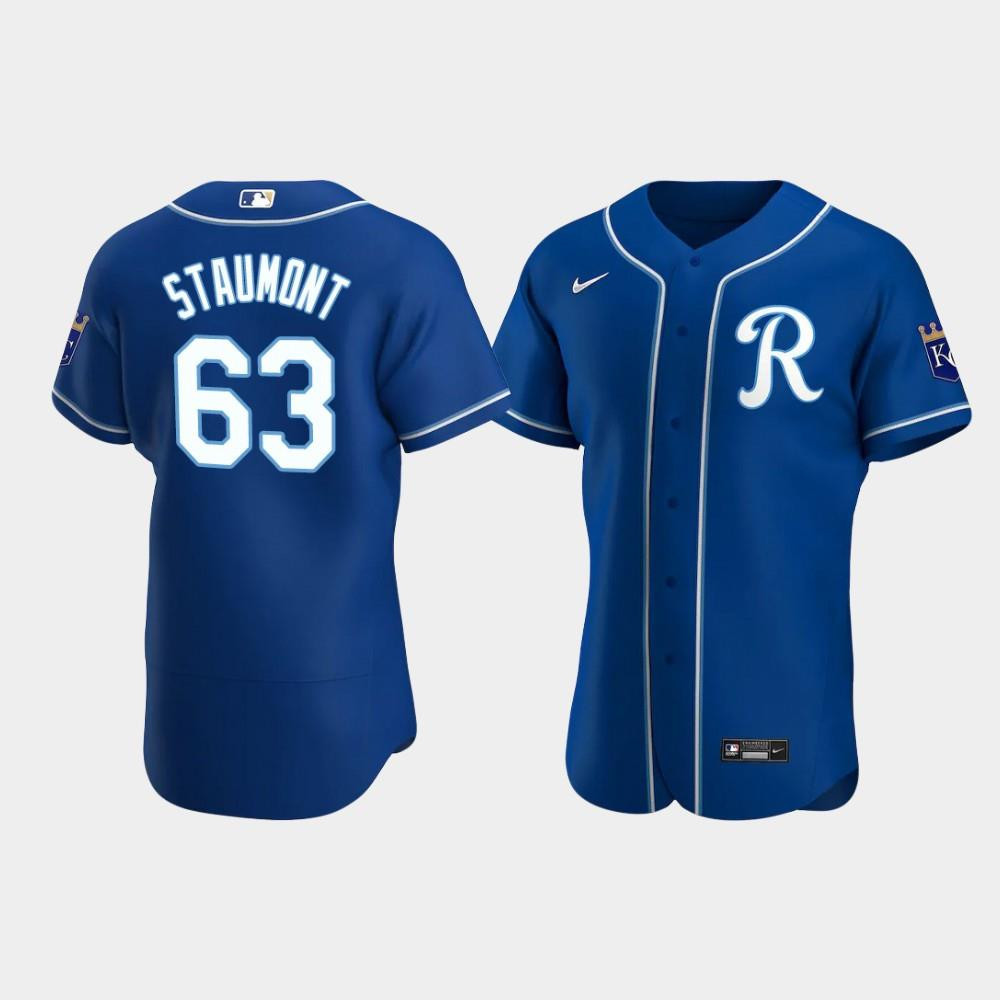 Josh Staumont 63 Kansas City Royals Team Logo Royal Alternate MLB Jersey Men's