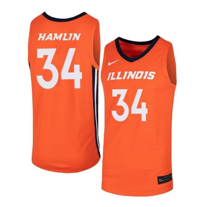 34 Jermaine Hamlin Orange Elite Illinois Fighting Illini NCAA Jersey Men's