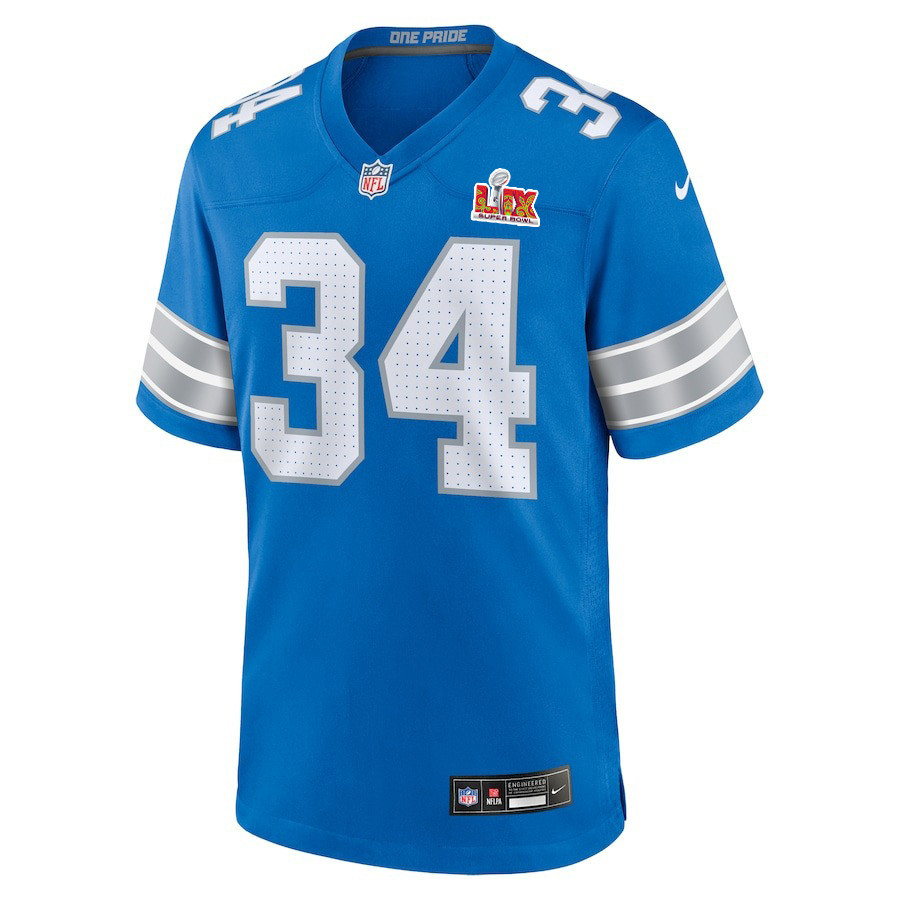 Alex Anzalone #34 Detroit Lions Super Bowl LIX Blue NFL Jersey Youth