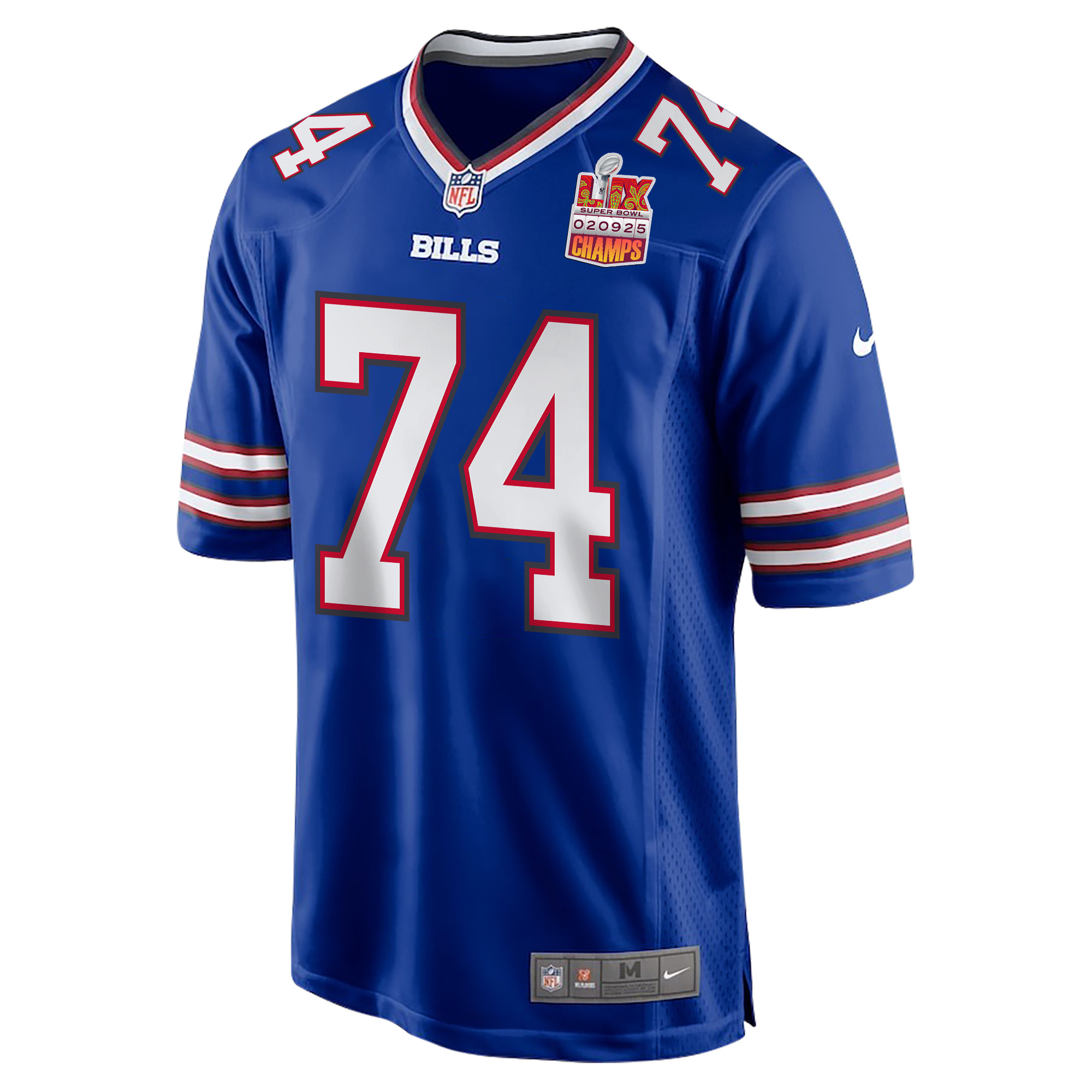 Ryan Van Demark 74 Buffalo Bills Super Bowl LIX Champions Patch Game Royal NFL Jersey Men's