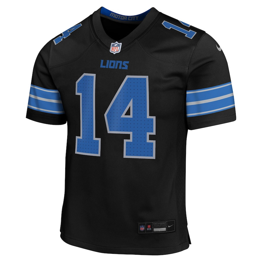 Amon-Ra St. Brown 14 Detroit Lions Alternate Player Game Black NFL Jersey Youth