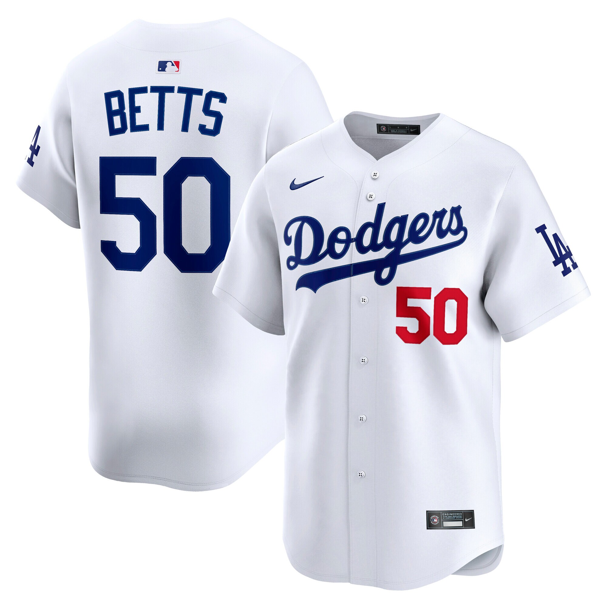 Los Angeles Dodgers Mookie Betts White Home Limited Player MLB Jersey Men's