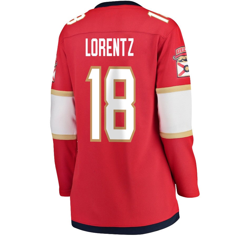 Steven Lorentz 18 Florida Panthers 2024 STANLEY CUP Final Home Breakaway Red NHL Jersey Women's