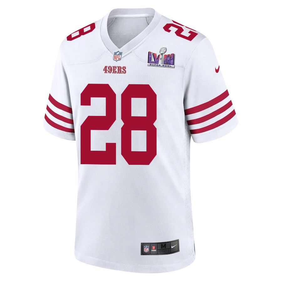 Darrell Luter Jr. 28 San Francisco 49ers Super Bowl LVIII Patch Game White NFL Jersey Men's