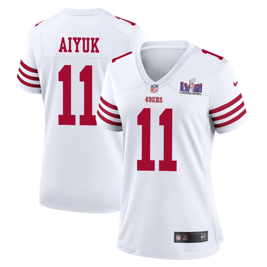 Brandon Aiyuk 11 San Francisco 49ers Super Bowl LVIII Patch Game White NFL Jersey Women's