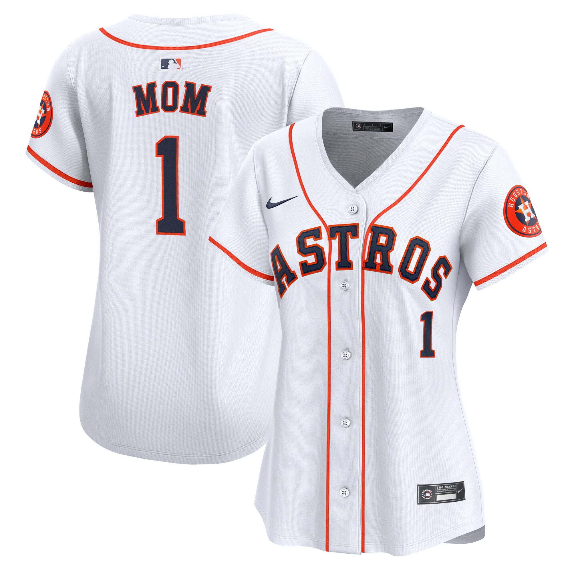 Houston Astros White #1 Mom Home Limited MLB Jersey Women's