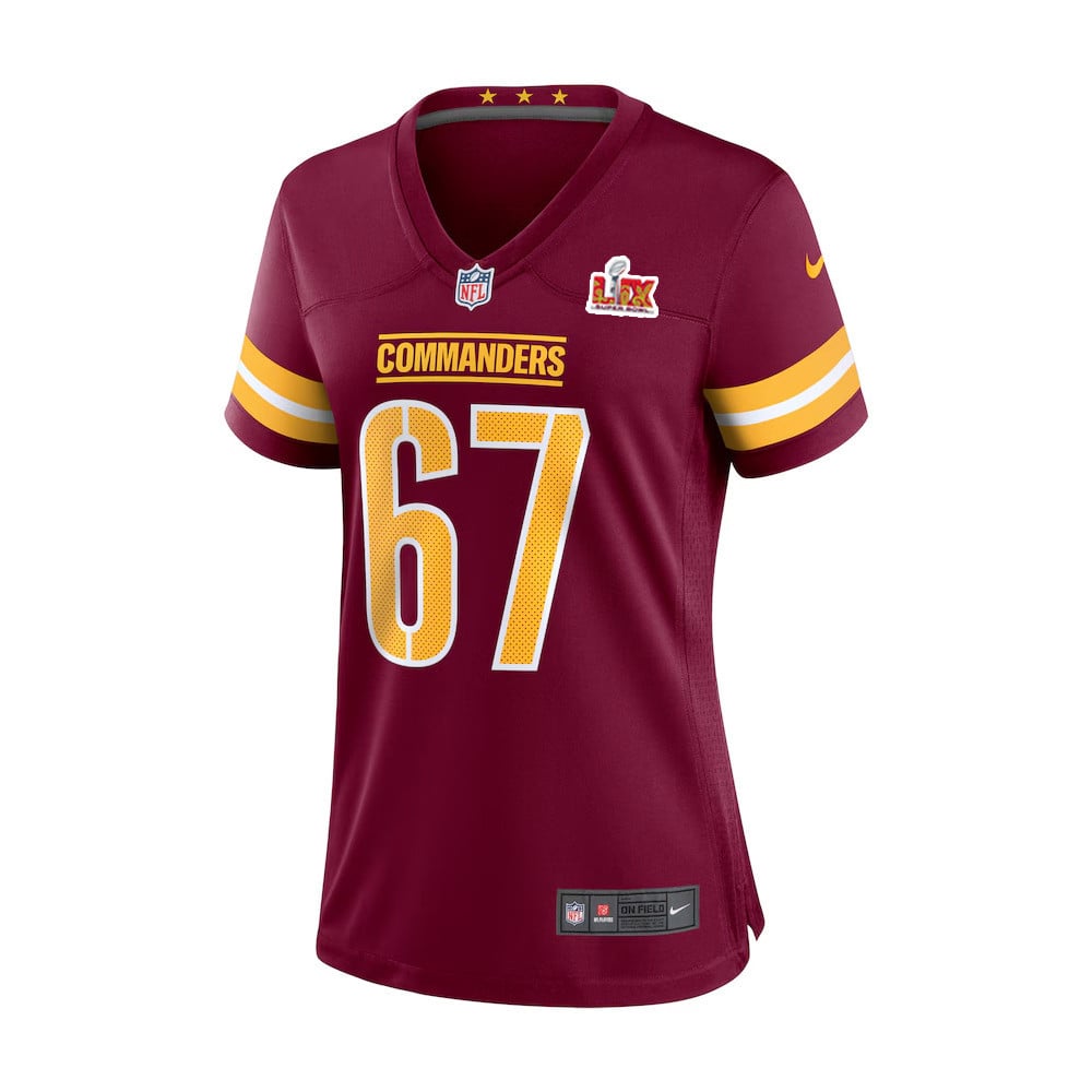 Nick Allegretti #67 Washington Commanders Super Bowl LIX Burgundy NFL Jersey Women's