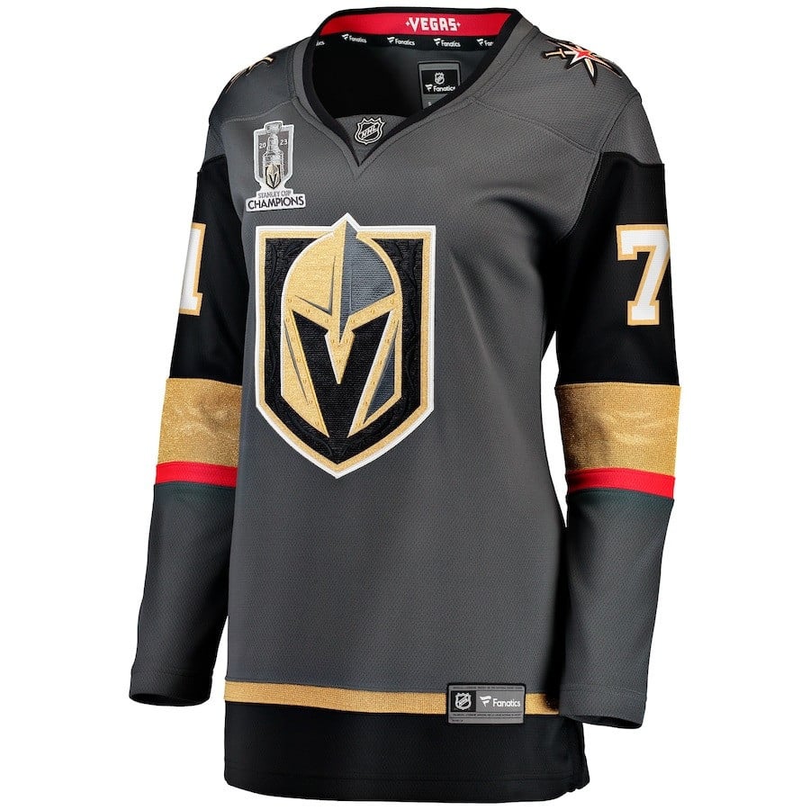 William Karlsson 71 Vegas Golden Knights 2023 Stanley Cup Champions Alternate Breakaway Black NHL Jersey Women's