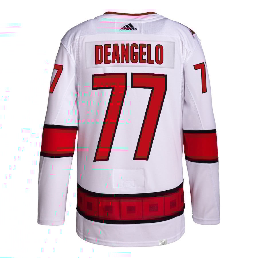 Tony DeAngelo 77 Carolina Hurricanes 2024 Playoffs Patch Away White NHL Jersey Men's
