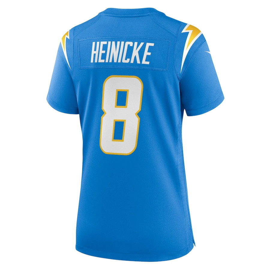Taylor Heinicke 8 Los Angeles Chargers Game Powder Blue NFL Jersey Women's