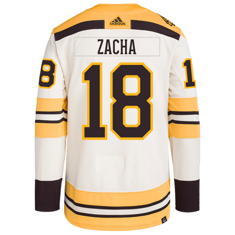 Pavel Zacha 18 Boston Bruins 100th Anniversary Primegreen Third Cream NHL Jersey Men's