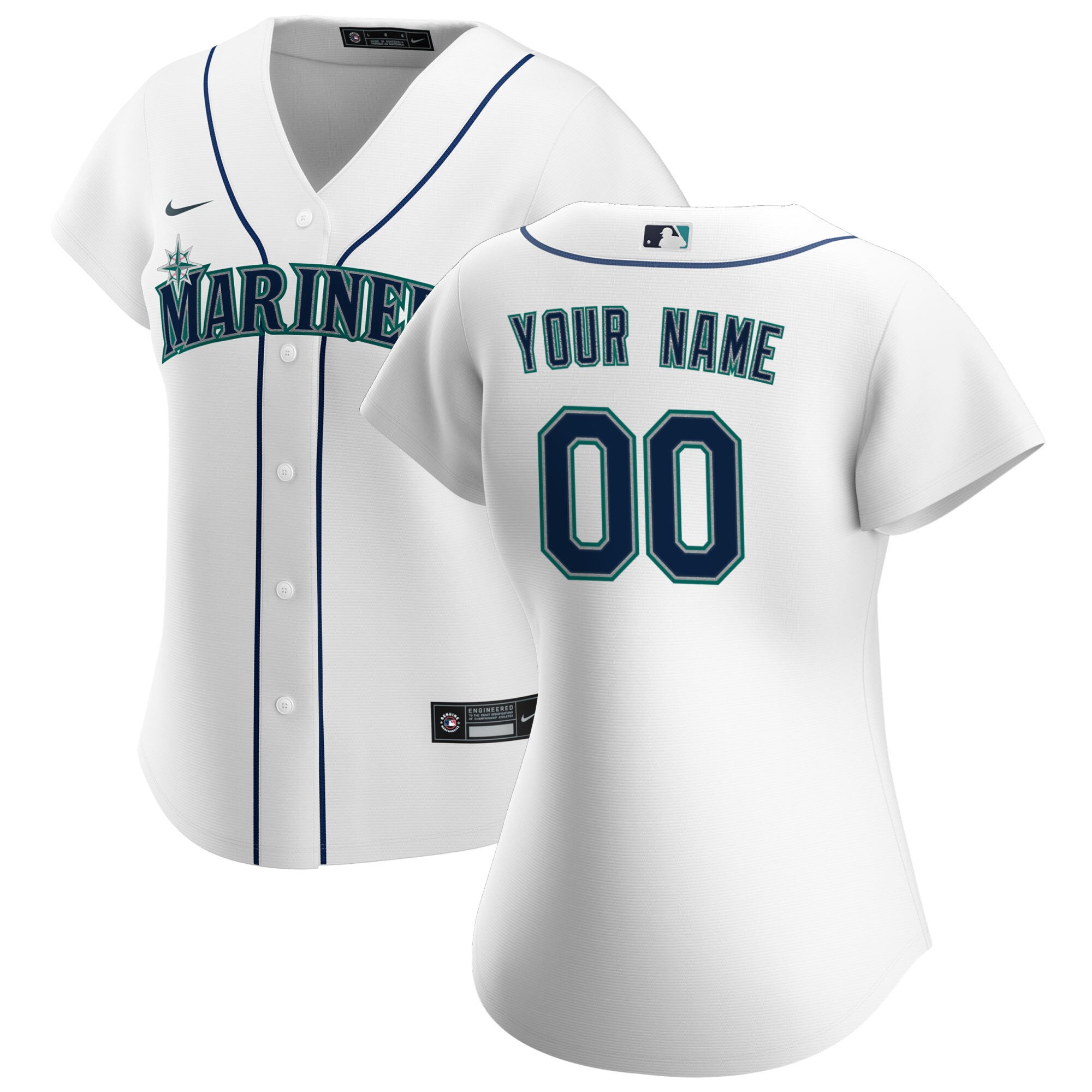 Seattle Mariners White Home Custom MLB Jersey Women's